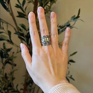 Silver Elephant Boho Statement Ring